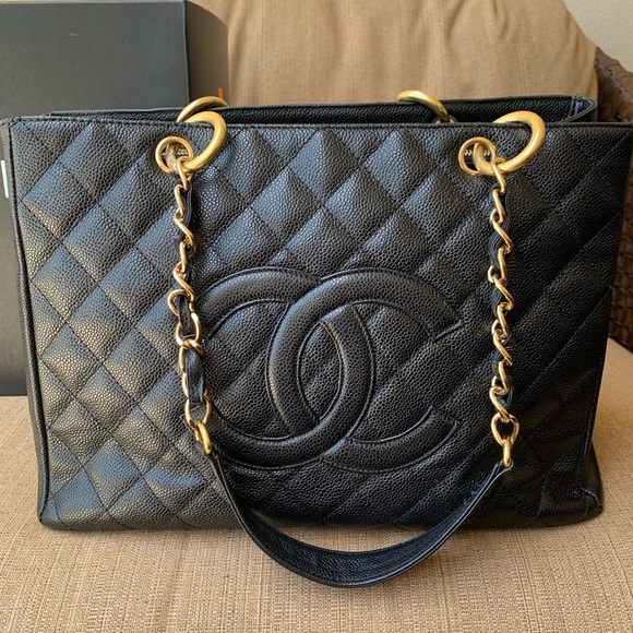 CHANEL Grand Shopper Tote Black Gold AUTHENTIC - Picture 2 of 15